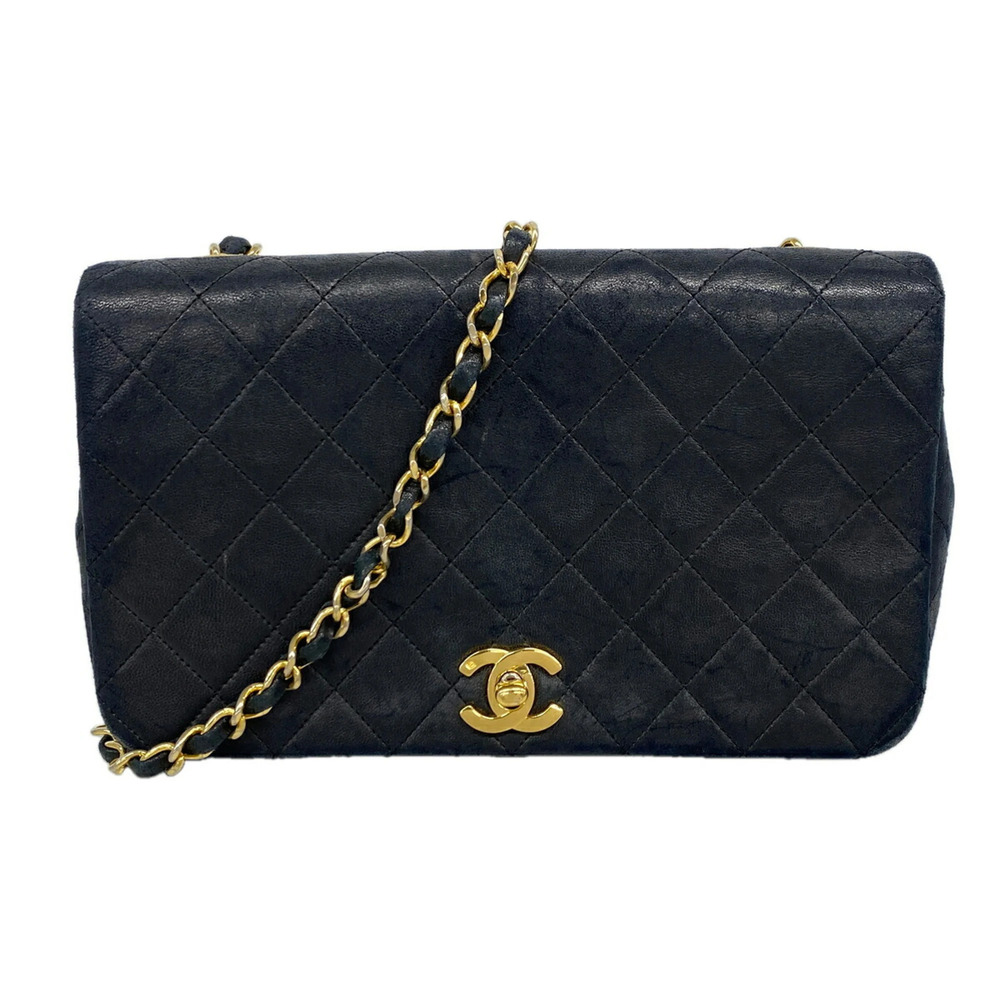 Chanel Matelassé Chain Shoulder Bag, Lambskin, Black, Women's